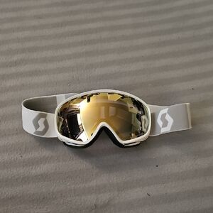 Scott Gold Lens White Strap Ski Goggles